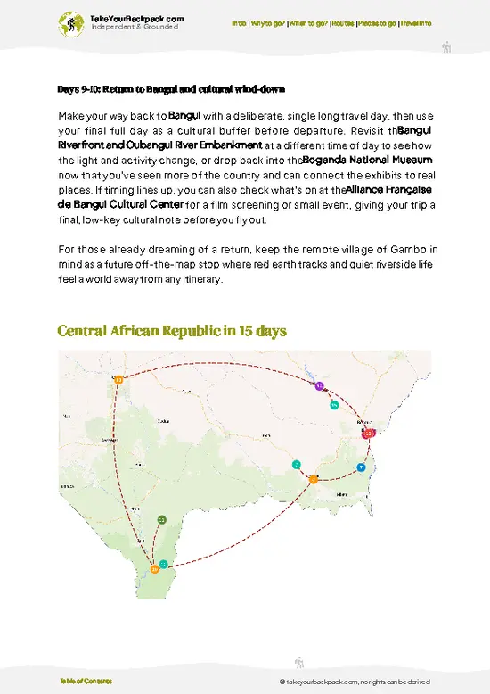 example page 4 from our offline Travel Guide for Central African Republic